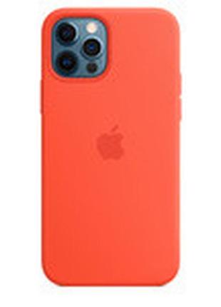 Чехол apple оригинальный silicone case with magsafe для apple iphone 12/12 pro(electric orange)красный