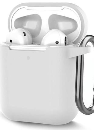 Чохол для airpods silicone case білий з карабіном чохол для навушників