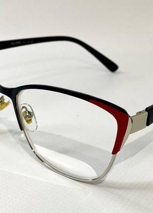 Коригувальні окуляри для зору жіночі комп'ютерні лисички в металевій оправі дужки на флексах