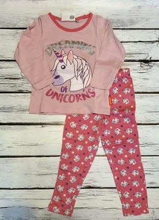 Пижама детская брюками на девочку штаны кофта с единорогами1 фото