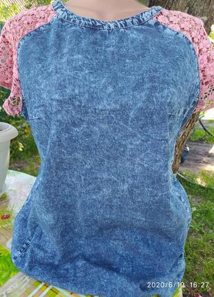 Джинсове летнеее легке плаття з красивими рукавами