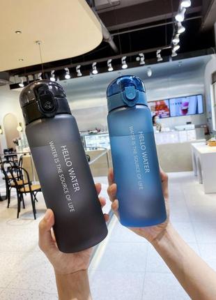Спортивная бутылка для воды 780 мл с поилкой/защитой от открытия hello water – синяя3 фото