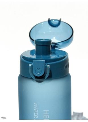 Спортивная бутылка для воды 780 мл с поилкой/защитой от открытия hello water – синяя4 фото