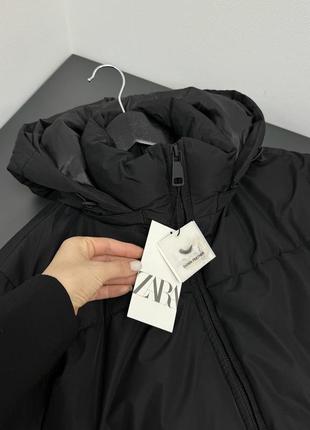 Zara -50% 💛 пуховик куртка водонепроникна з капюшоном пух чорна, хакі xs, s, m7 фото