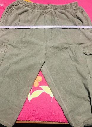 Капри бриджи мужские летние под лен с карманами в больших размерах,72,76,78