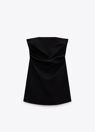 Zara | трикотажна міні сукня з відкрити плечима 3180/332 🖤5 фото