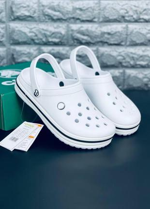 Женские шлепанцы crocs белые тапочки крокс