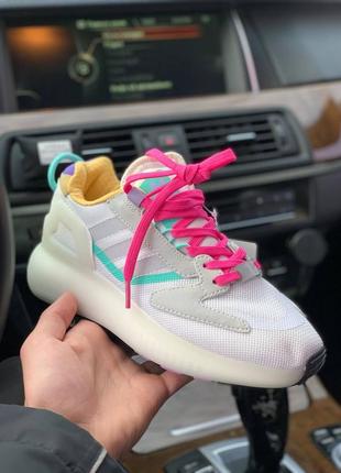 Кросівки adidas zx 5k boost grey pink mint1 фото