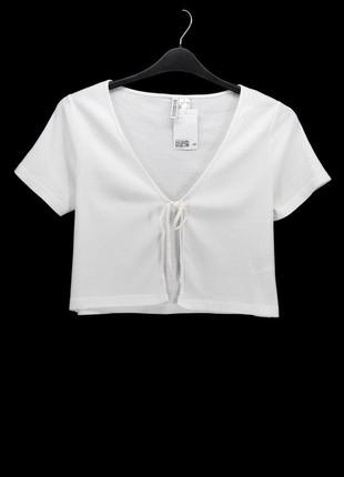 Новий білий бавовняний топ "h&amp;m" у дрібний рубчик. розмір m/l.