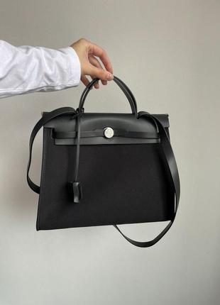 Сумка hermes herbag zip 31 bag black/silver