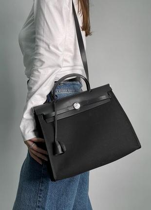 Сумка hermes herbag zip 31 bag black/silver4 фото