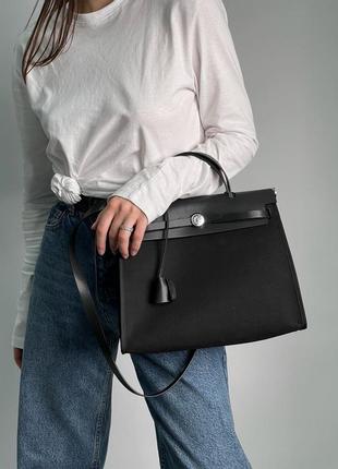 Сумка hermes herbag zip 31 bag black/silver5 фото