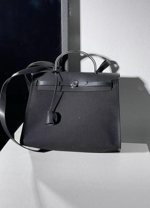 Сумка hermes herbag zip 31 bag black/silver9 фото