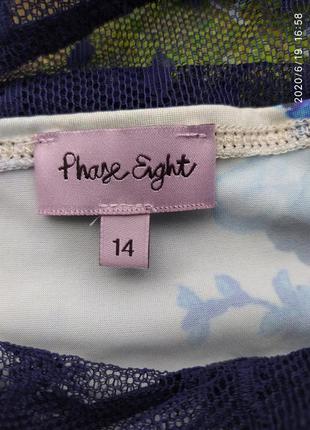 Очень шикарное синее кружевное платье на подкладке с красивым фиолетовым принтом4 фото