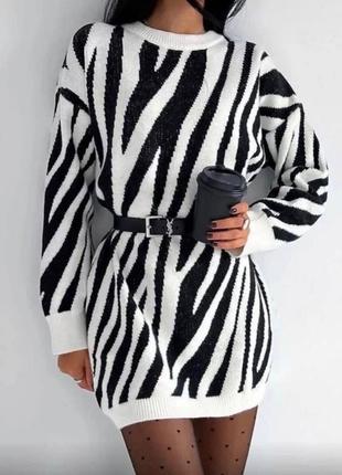 Туника принт зебра платья короткий длинный свитер3 фото