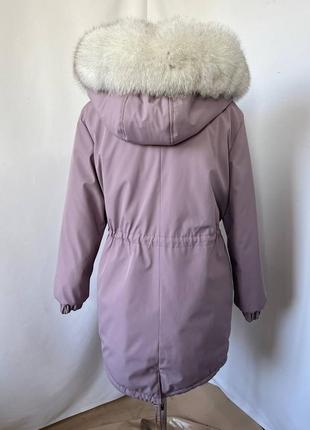 Акция в наличии 48 размер, женская зимняя парка куртка с натуральным мехом песца вуаль7 фото
