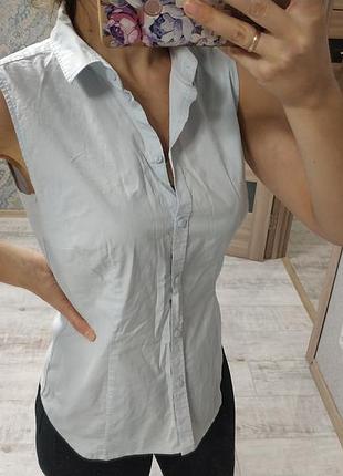 Базовая хлопковая рубашка светло-голубого цвета