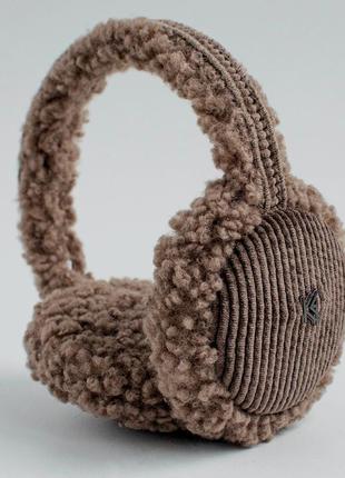 Теплые наушники зимние меховые тэдди teddy+вельвет кофе