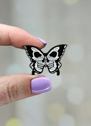 Металевий значок - пін "метелик - череп" (знач0402)1 фото
