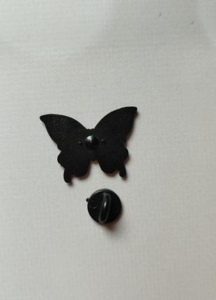 Металевий значок - пін "метелик - череп" (знач0402)2 фото