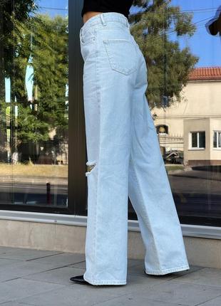 Женские джинсы трубы с разрезами туречевина коттон2 фото
