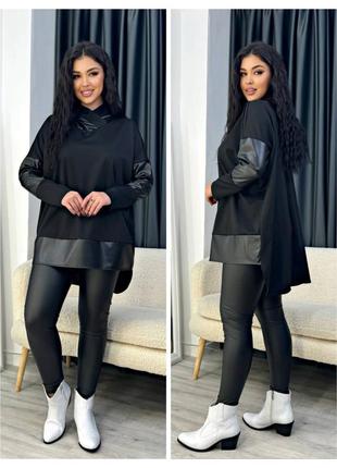 Комбинированная женская туника оверсайз спорт шик