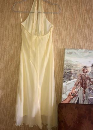 Шикарна жовта вечірня шифонова сукня міді з біркою ☘️2 фото