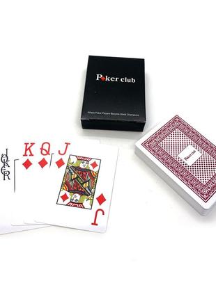 Карты игральные пластиковые красная рубашка (poker club)(9,2х6,5х2 см)