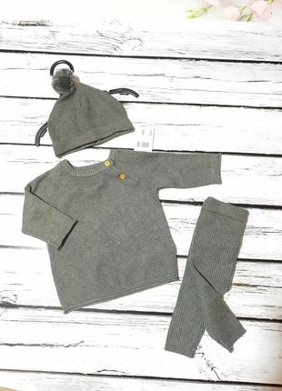 Дитячий костюм рубчик комплект для немовляти на хлопчика кофта штани шапка на весну f&amp;f
