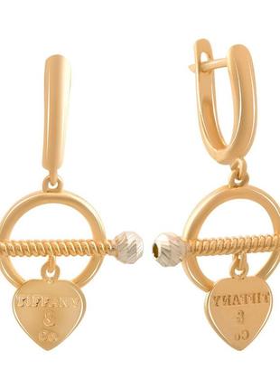Модные золотые сережки подвески сердца в стиле тифани стильные женские серьги из золота на каждый день