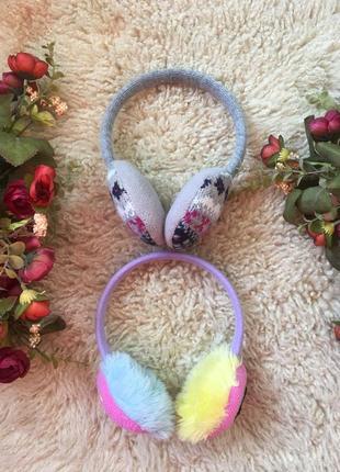 Теплі навушники на вушки для дівчинки весна осінь меховые наушники для девочки демисезонные разноцветные