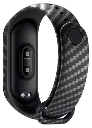 Ремешок силиконовый для фитнес браслета xiaomi mi band 3/4 silver carbon (mrk2517)