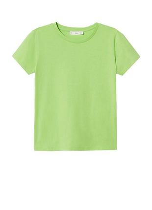 Зеленая классическая базовая футболка mango s, l, xl, 36, 38, 40, 42, 44, 46, 48, 501 фото