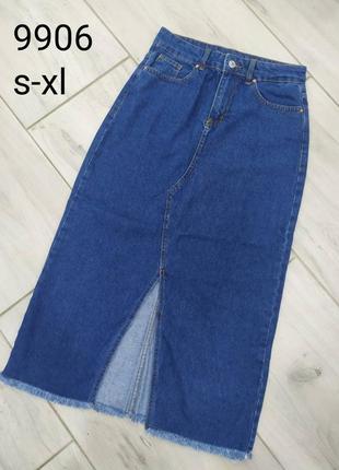 Женская юбка джинсовая с разрезом туречки4 фото