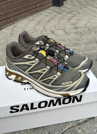 Чудові чоловічі кросівки salomon xt-6 beluga dull gold хакі