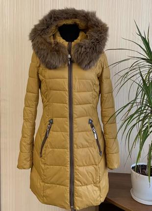 Теплая куртка пальто натуральный мех тинсулейт carozi размер s