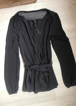 Нрва сіра кофтинка блуза на запах сіра з об'ємними рукавами святкова