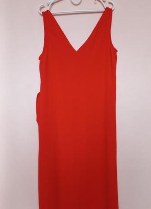 Коралова сукня міді з пояском, платье миди, платьеице 48-50 р.6 фото