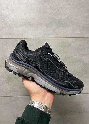 Класні чоловічі кросівки salomon xt slate black blue grey чорні