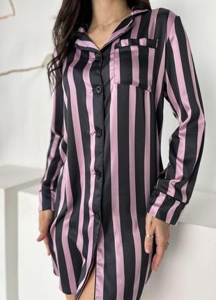 Женская рубашка ночнушка шелк с кантом логотип 3 цвета6 фото