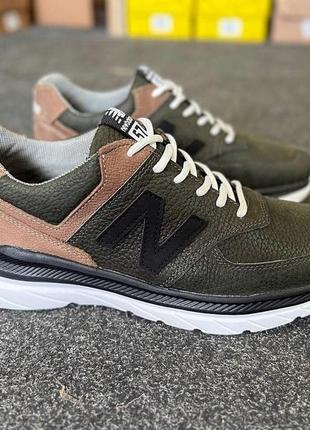 Мужские кожаные кроссовки хаки new balance кроссовки весна осень демисезонные из натуральной кожи и нубука5 фото