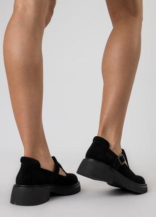 Туфли женские черные замшевые с ремешком 2287т8 фото