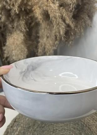 Тарілка супова ardesto кераміка 19 см мрамор