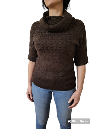 Напіввовняний светр з горловиною та коротким рукавом.maurices