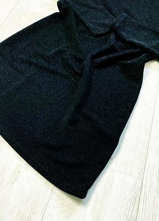 Нарядна блискуча сукня чорного кольору з квадратним вирізом9 фото
