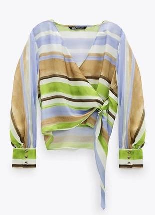 Блуза-то, вкорочена кольорова блуза від бренду zara1 фото