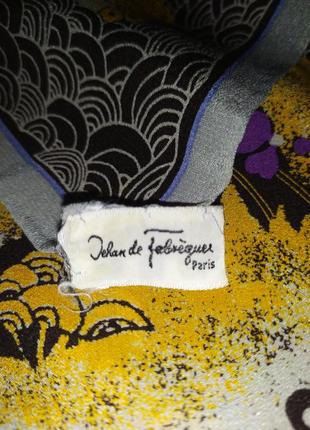 Jeran de fabreques роскошный винтажный шелковый платок5 фото