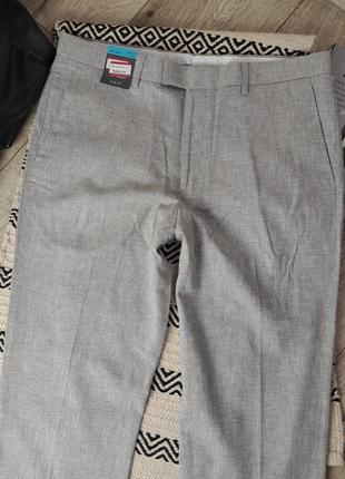 Брендові шикарні брюки штани в клітинку льон+бавовна m&s🤍🩶3 фото
