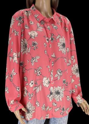Красивая брендовая розовая блузка "george" с цветочным принтом. размер uk20/eur48(xxxl).3 фото
