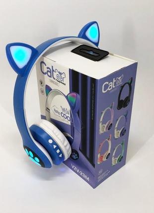 Беспроводные наушники с кошачьими ушками и rgb подсветкой cat vzv 23m. цвет: синий